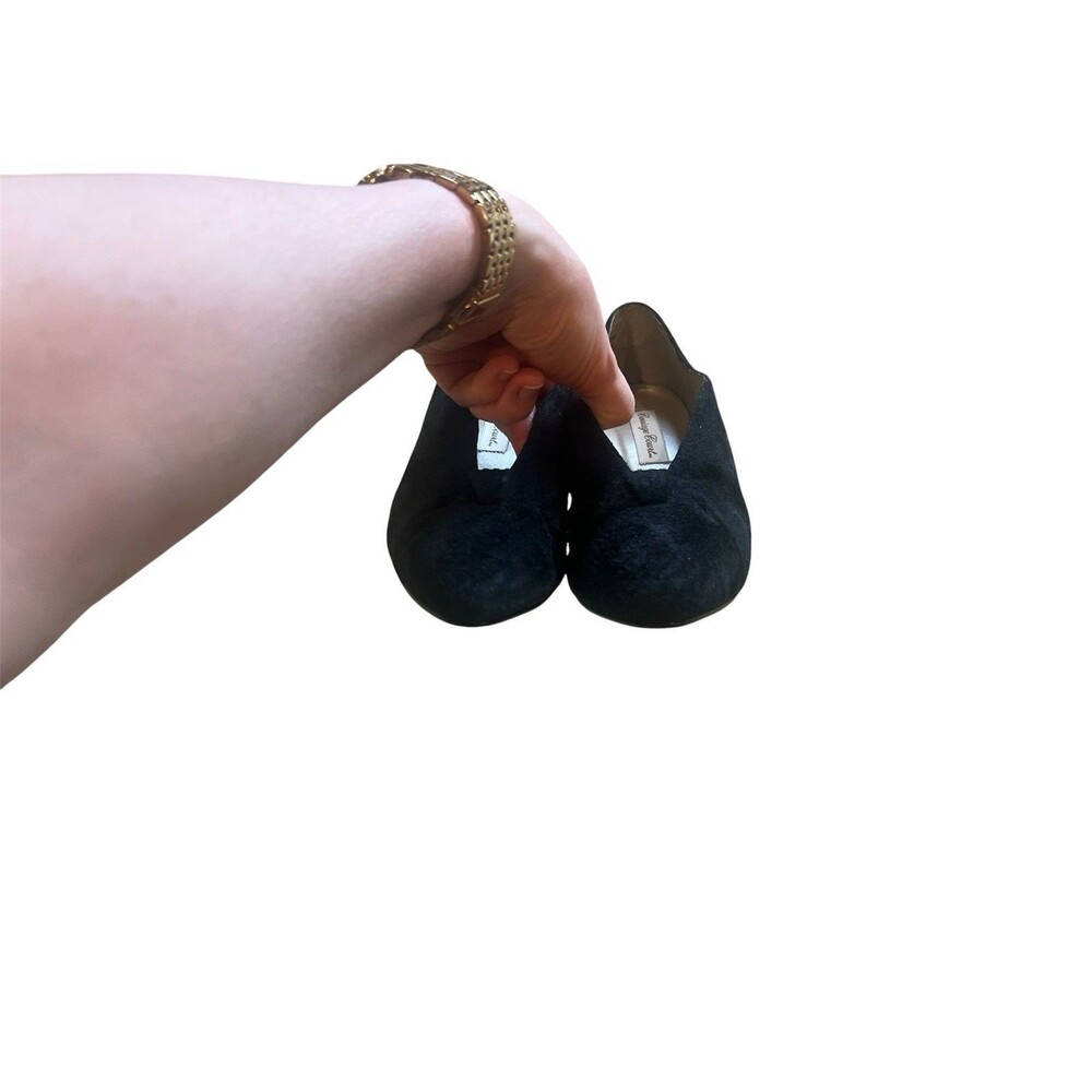 Vintage Carriage Court Black V Split Paula Suede Size 7.5M 2” Kitten Heels - Picture 13 of 16